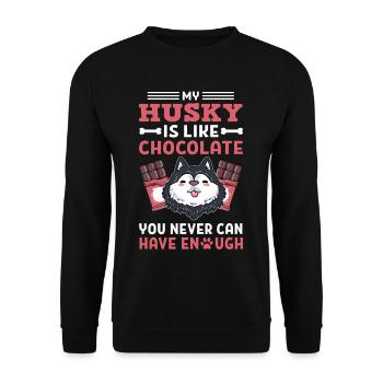 My Husky Is Like Chocolate Siberian Husky Sled - Unisex Sweatshirt - black - Front - Alina (178cm) & Michal (187cm)