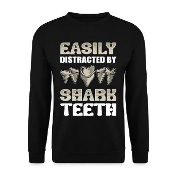 Easily Distracted By Shark Teeth Tooth Collector - Unisex Sweatshirt - black - Front - Alina (178cm) & Michal (187cm)
