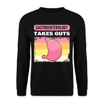 Gastroenterologie braucht Mumm Gastroenterologe - Unisex Pullover - Schwarz - Vorne - Alina (178cm) & Michal (187cm)