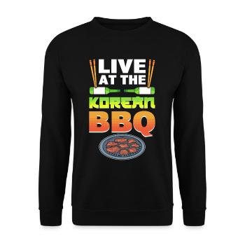 Live At The Korean BBQ!! Traditional Asian - Unisex Sweatshirt - black - Front - Alina (178cm) & Michal (187cm)