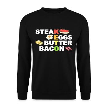Steak Oeufs Beurre Bacon Keto Diète - Sweat-shirt Unisexe - noir - Devant - Alina (178cm) & Michal (187cm)