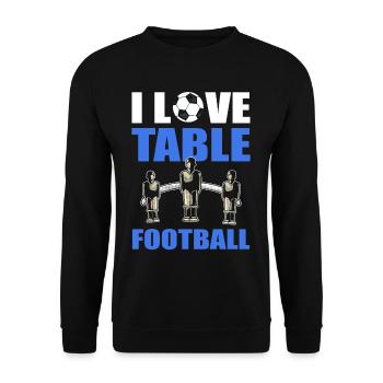 Tischfußball Ich liebe Tischfußball - Unisex Pullover - Schwarz - Vorne - Alina (178cm) & Michal (187cm)