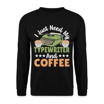 Schreibmaschinenautor Ich brauche nur meine - Unisex Pullover - Schwarz - Vorne - Alina (178cm) & Michal (187cm)