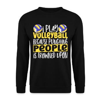 Ich spiele Volleyball Volleyballspieler - Unisex Pullover - Schwarz - Vorne - Alina (178cm) & Michal (187cm)