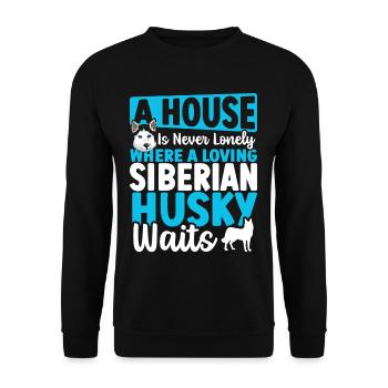 A House Is Never Lonely Where A Loving Siberian - Unisex Sweatshirt - black - Front - Alina (178cm) & Michal (187cm)