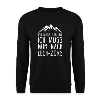 Lech Zürs I Skigebiet in Österreich für Skifahrer - Unisex Pullover - Schwarz - Vorne - Alina (178cm) & Michal (187cm)