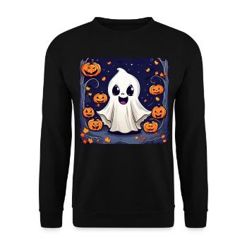 Mou mignon avec des citrouilles effrayantes - Sweat-shirt Unisexe - noir - Devant - Alina (178cm) & Michal (187cm)