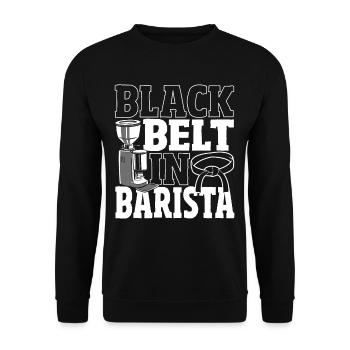 Black Belt In Barista Coffee Coffeemaker Barista - Unisex Sweatshirt - black - Front - Alina (178cm) & Michal (187cm)