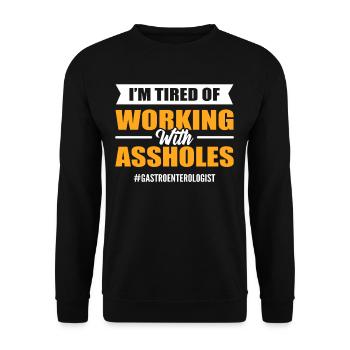 Ich bin es leid, mit einem A**-Gastroenterologen - Unisex Pullover - Schwarz - Vorne - Alina (178cm) & Michal (187cm)