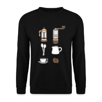 Kaffee Geschenk Männer Kaffee Trinken Barista - Unisex Pullover - Schwarz - Vorne - Alina (178cm) & Michal (187cm)