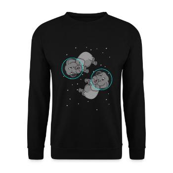 Weltraum Astronaut Geschenk Kinder Elefant - Unisex Pullover - Schwarz - Vorne - Alina (178cm) & Michal (187cm)