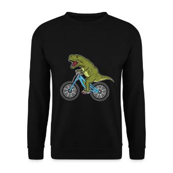 Lustiges Dinosaurier Geschenk Fahrrad Fahren - Unisex Pullover - Schwarz - Vorne - Alina (178cm) & Michal (187cm)