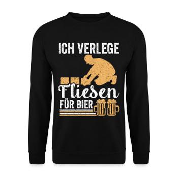 Ich legen Fliesen für Bier Fliesenleger Baustelle - Unisex Pullover - Schwarz - Vorne - Alina (178cm) & Michal (187cm)