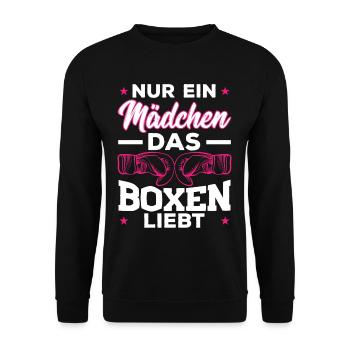 Nur ein Mädchen, das Boxen liebt Boxen Sport - Unisex Pullover - Schwarz - Vorne - Alina (178cm) & Michal (187cm)