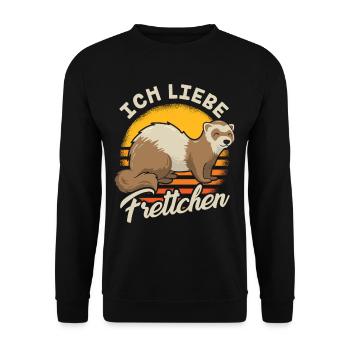 Ich liebe Frettchen Frettchenliebhaber Ferret - Unisex Pullover - Schwarz - Vorne - Alina (178cm) & Michal (187cm)