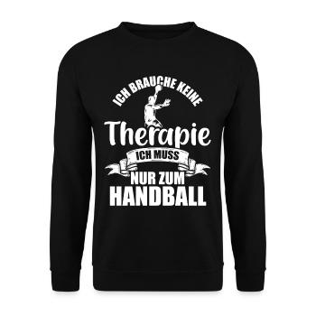 Ich brauche keine Therapie Ich muss nur zum - Unisex Pullover - Schwarz - Vorne - Alina (178cm) & Michal (187cm)