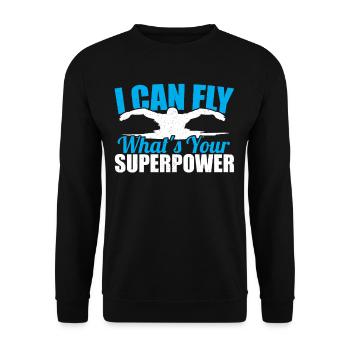 Swimmer I Can Fly What's Your Superpower Swimming - Unisex Sweatshirt - black - Front - Alina (178cm) & Michal (187cm)