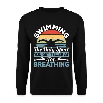 Schwimmen Die einzige Sportart, bei der man für - Unisex Pullover - Schwarz - Vorne - Alina (178cm) & Michal (187cm)