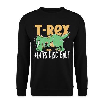T-Rex hasst Disc Golf T Rex Dinosaurier - Unisex Pullover - Schwarz - Vorne - Alina (178cm) & Michal (187cm)