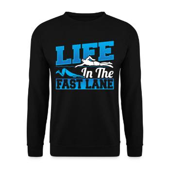Swimmer Life In The Fast Lane Swimming - Unisex Sweatshirt - black - Front - Alina (178cm) & Michal (187cm)