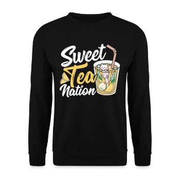 Süßer Tee Nation Süßer Tee Eistee - Unisex Pullover - Schwarz - Vorne - Alina (178cm) & Michal (187cm)