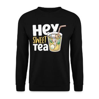 Süßer Tee Eistee Hey Sweet Tea - Unisex Pullover - Schwarz - Vorne - Alina (178cm) & Michal (187cm)