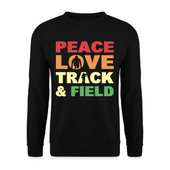 Peace Love Track & Field Track and Field Athletics - Unisex Sweatshirt - black - Front - Alina (178cm) & Michal (187cm)