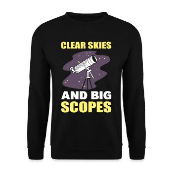Astronomy Clear Skies And Big Scopes Telescope - Unisex Sweatshirt - black - Front - Alina (178cm) & Michal (187cm)