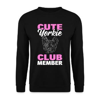 Cute Yorkie Club Member Yorkshire Terrier - Unisex Sweatshirt - black - Front - Alina (178cm) & Michal (187cm)