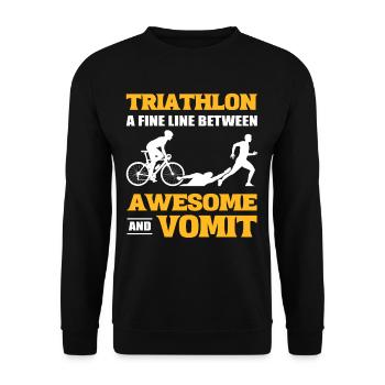 Triathlon Ein schmaler Grat zwischen Genialität - Unisex Pullover - Schwarz - Vorne - Alina (178cm) & Michal (187cm)