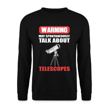 Teleskop-Warnung kann spontan über Teleskope - Unisex Pullover - Schwarz - Vorne - Alina (178cm) & Michal (187cm)