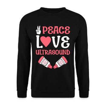Ultraschalltechniker Peace Love - Unisex Pullover - Schwarz - Vorne - Alina (178cm) & Michal (187cm)