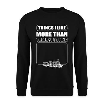 Trainspotter Dinge, die ich mehr mag als - Unisex Pullover - Schwarz - Vorne - Alina (178cm) & Michal (187cm)