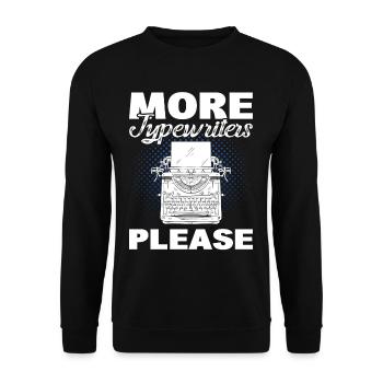 Mehr Schreibmaschinen Bitte Schreibmaschine Autor - Unisex Pullover - Schwarz - Vorne - Alina (178cm) & Michal (187cm)