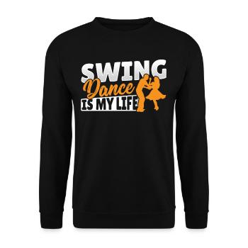 Swing Dance ist mein Leben Swing Dancing - Unisex Pullover - Schwarz - Vorne - Alina (178cm) & Michal (187cm)