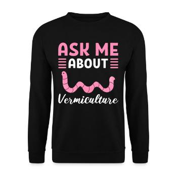 Posez-moi des questions sur l’élevage de vers de vermiculture / - Sweat-shirt Unisexe - noir - Devant - Alina (178cm) & Michal (187cm)