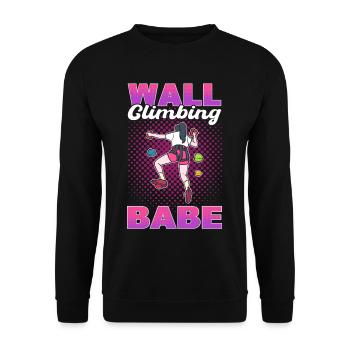 Wall Climbing Babe Wall Climber Indoor Rock - Unisex Pullover - Schwarz - Vorne - Alina (178cm) & Michal (187cm)