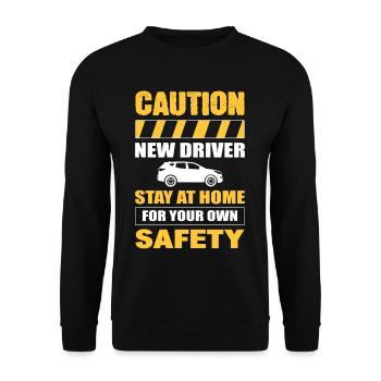 Caution New Driver License First Time Driver - Unisex Pullover - Schwarz - Vorne - Alina (178cm) & Michal (187cm)