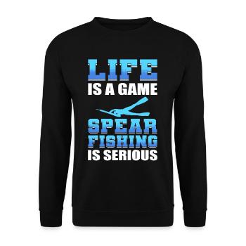 La vie est un jeu La chasse sous-marine est sérieuse - Sweat-shirt Unisexe - noir - Devant - Alina (178cm) & Michal (187cm)