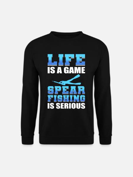 Het leven is een spel Speervissen is serieus - Uniseks sweater - zwart