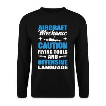 Aircraft Mechanic Caution Flying Tools And - Unisex Sweatshirt - black - Front - Alina (178cm) & Michal (187cm)