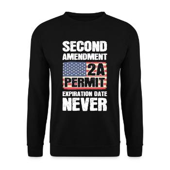 Second Amendment 2A Permit Expiration Date Never - Unisex Sweatshirt - black - Front - Alina (178cm) & Michal (187cm)