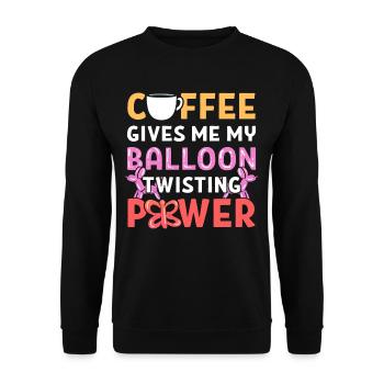 Coffee Gives Me My Balloon Twisting Power Balloon - Unisex Pullover - Schwarz - Vorne - Alina (178cm) & Michal (187cm)