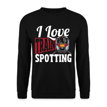 Trainspotter Train Spotting I Love Train Spotting - Unisex Sweatshirt - black - Front - Alina (178cm) & Michal (187cm)