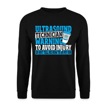 Avertissement du technicien en échographie pour éviter les blessures - Sweat-shirt Unisexe - noir - Devant - Alina (178cm) & Michal (187cm)
