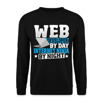 Web Developer By Day Internet Ninja By Night - Unisex Pullover - Schwarz - Vorne - Alina (178cm) & Michal (187cm)