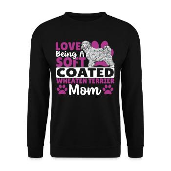 Wheatie Dog Love Eine Soft Coated Wheaten Terrier - Unisex Pullover - Schwarz - Vorne - Alina (178cm) & Michal (187cm)
