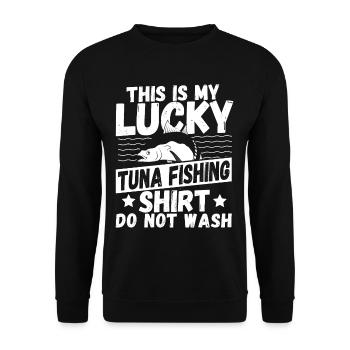 This Is My Lucky Tuna Fishing Shirt Do Not Wash - Unisex Pullover - Schwarz - Vorne - Alina (178cm) & Michal (187cm)