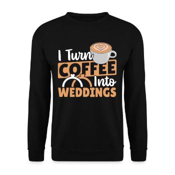 Hochzeitsplanung I Turn Coffee Into Weddings - Unisex Pullover - Schwarz - Vorne - Alina (178cm) & Michal (187cm)