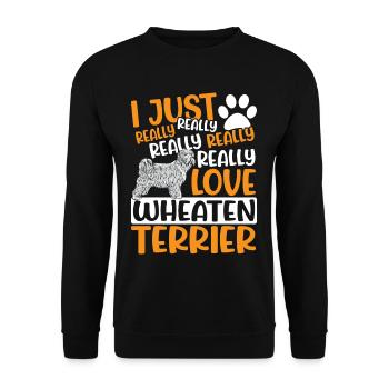 Wheatie Hund Ich liebe Wheaten Terrier einfach - Unisex Pullover - Schwarz - Vorne - Alina (178cm) & Michal (187cm)